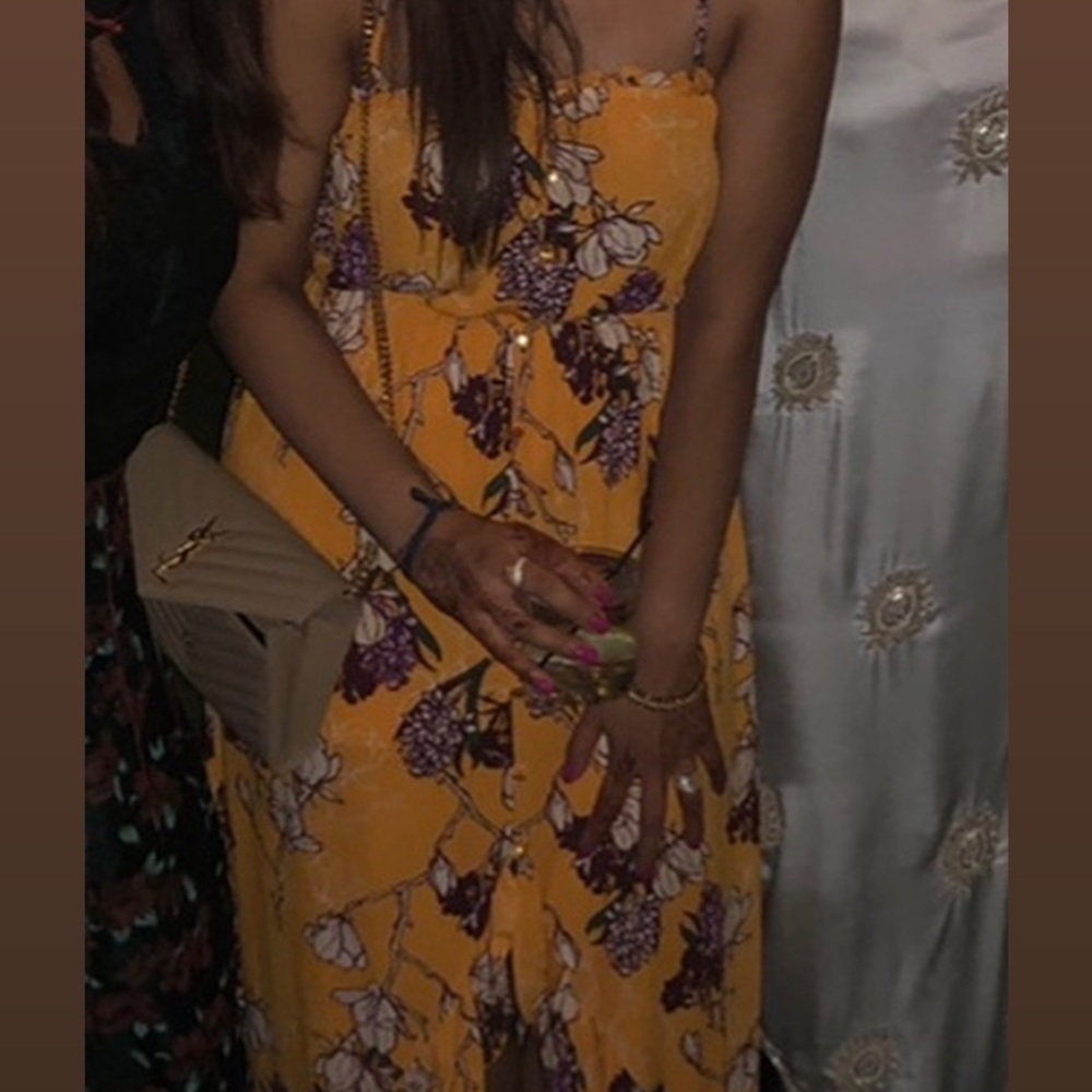 Yellow Maxi dress, slit in front